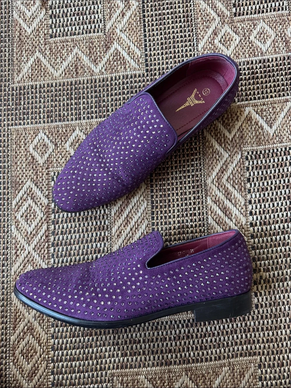 ENZO Men’s Purple Rhinestone Loafers Size 10